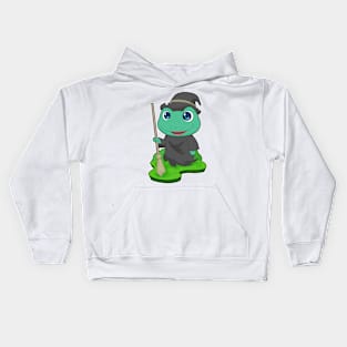 Frog Witch Broom Kids Hoodie